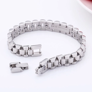 Close-up of titanium steel bracelet interior featuring 99.99% Germanium therapy beads