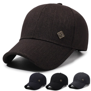 Casquette De Baseball Homme Protection Solaire Boucle Métallique Réglable Tissu Sergé Chapeau Décontracté Avec Badge Métallique