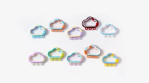 Colorful cloud-shaped spring rings with triple hanging holes for DIY keychains