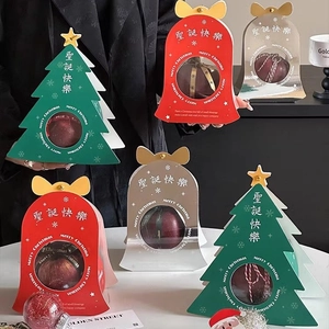 Christmas Apple Gift Boxes Tree Bell Shape Cardstock Clear Window Gold Stamping Festival Holiday Favors Treats Packaging