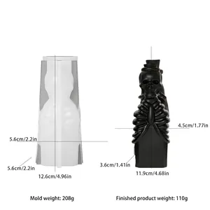 Vista dettagliata dello stampo in silicone a scheletro con dimensioni e finitura in resina