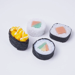 Realistic PVC sushi set featuring detailed nori and rice textures for display and decor