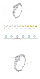 Detail of 0.5ct D-color VVS1 moissanite diamond ring with S925 sterling silver bubble band