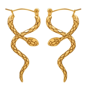 Elegant gold vintage snake wrap earrings in polished stainless steel for women