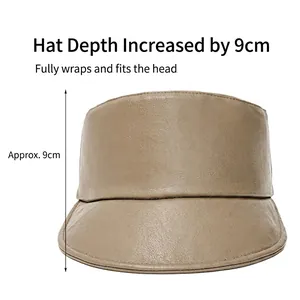 Brauner PU-Leder Fischerhut mit 9cm tiefem Design für einen modischen Herbst-Winter-Look