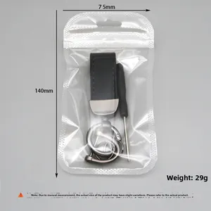 Detailed car keychain set with black suede strap and tools in transparent packaging