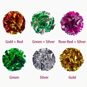 Mixed color 6cm crinkle paper toy balls for cats featuring a metallic reflective surface