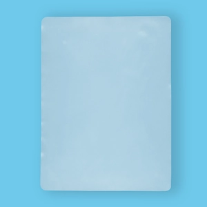 Detail view of light blue translucent silicone mat with rounded edges for DIY crafts