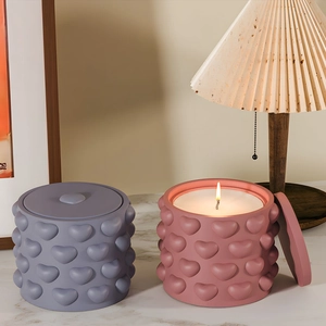 DIY heart pattern storage jar silicone mold for plaster candle holders and home decor