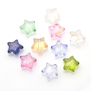 Colorful 10mm star crystal pendants with gold foil sparkles for DIY jewelry making