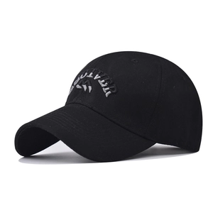 Klassische schwarze Baumwoll-Basecap mit WULVER-Stickerei und Berg-Logo für Damen und Herren
