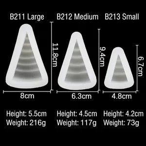 Three sizes of tiered triangular silicone molds for DIY candles and resin crafts