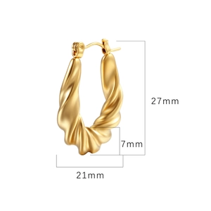 Boucles d'oreilles créoles torsadées en forme de U en acier plaqué or 18K pour femme