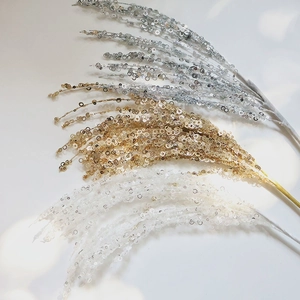 Christmas Tree Picks Glitter Branches Artificial Flowers Sparkling PVC Sequin Tassel For Holiday Party Wedding Arrangement