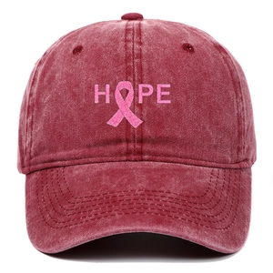Vintage gewaschene Baumwoll-Baseballkappe mit HOPE-Stickerei und rosa Schleife