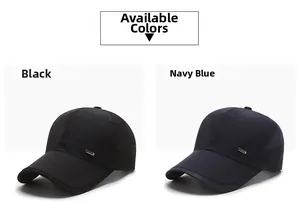 Dettaglio cappelli da baseball ad asciugatura rapida nero e blu navy con pannelli in rete
