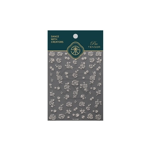 3D silver rose embossed nail stickers with matte finish and Pro TENSOR packaging TK-018F