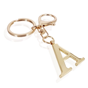Polished gold stainless steel alphabet keychain letter A with secure lobster clasp