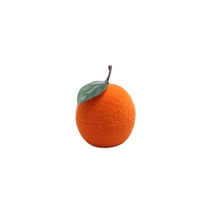 Cute orange-shaped velvet jewelry box for rings and earrings with realistic green leaf