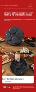 Detail of four-hole non-stick pan with heart and round molds for even heating