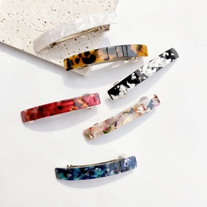 Elegant acrylic tortoiseshell and marble pattern hair clips with metal base