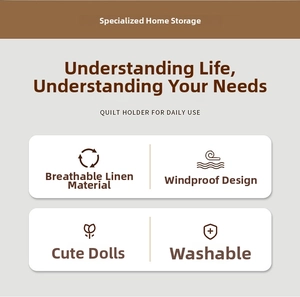 Detail view of air conditioner wind deflector cloth with cute doll and linen fabric