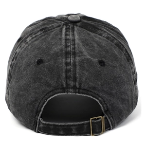 Adjustable washed charcoal baseball cap for Dad Mom 2025 with vintage metal buckle back