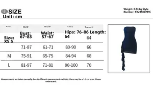 Guide des tailles avec mesures de poitrine et de taille pour la robe bustier moulante