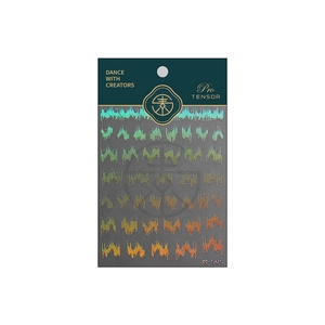 Laser holographic heart nail stickers with gradient metallic wave patterns M-505