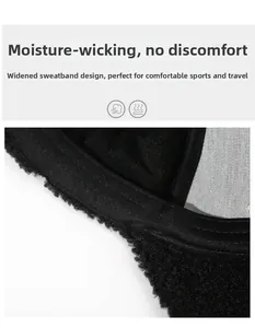 Detail of wide sweatband design for moisture wicking inside the winter baseball cap