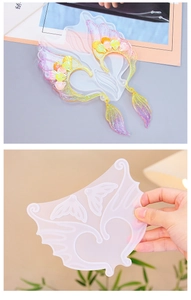 DIY silicone mold for glitter fairy wing earrings and finished resin jewelry set