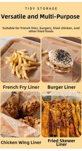 Detail of vintage newspaper style greaseproof paper for burgers, fries and fried chicken