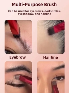 Macro view of multi-use angled brush for eyebrows, hairline, and concealing dark circles