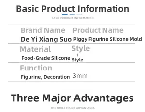 Technical specs of pig silicone mold made of food grade material with 3mm thickness