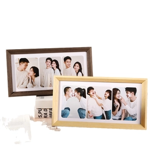 Solid wood triple photo frame with minimalist mat for elegant desktop home decoration