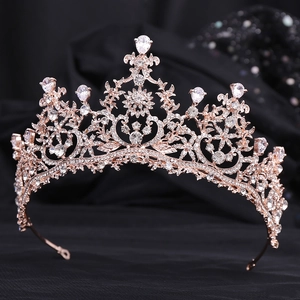 Baroque Bridal Crown Tiara Alloy Zircon Rhinestone Teardrop Crystal Wedding Birthday Prom Pageant Accessories For Women