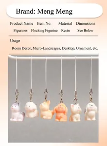 Detail view of six flocked resin puppies, including husky and corgi for DIY charms