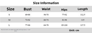 Size chart for rib-knit off-shoulder dress showing bust, waist, hips and length in cm