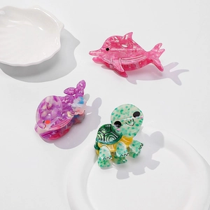 Cute acetate ocean animal hair claws featuring dolphin whale and turtle shapes