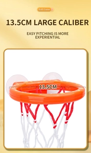 Detail of 13.5cm large caliber basketball hoop with suction cups for bathroom play