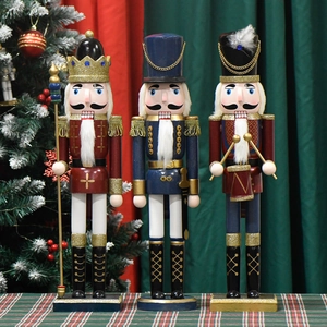 Wooden Christmas Nutcracker Soldier Figures King Drummer Festive Holiday Home Tabletop Decor Traditional Ornaments