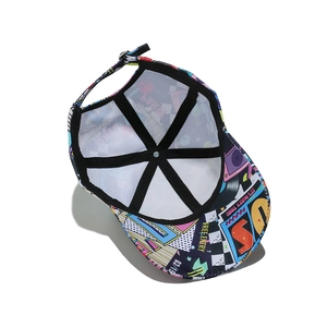 Detail view of the 80s 90s retro disco baseball cap interior with adjustable buckle