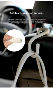 Car headrest S-hook with thick cream foam padding for 360 degree soft protection
