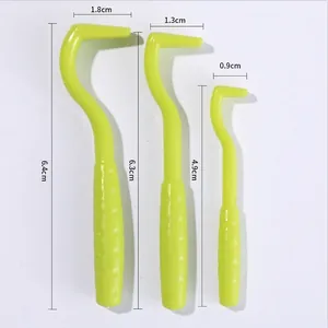 Set of 3 bright green plastic tick removers for pets in small, medium, and large sizes