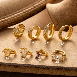 Boucle Oreille Cartilage Cuivre Zirconium Incrusté Petit Anneau Bijou Piercing Mode Femmes