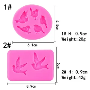 Pink bird and swallow silicone mold set for DIY handmade soap and resin jewelry crafts