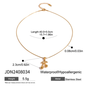 Collana con ciondolo a ciliegia dorata in acciaio inossidabile con specifiche tecniche