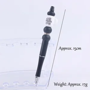 DIY beadable pen with cartoon coffee cup topper and wife mom boss design on white background