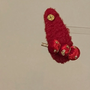 New Chinese style red flocked hair clip with golden buttons and festive patterns
