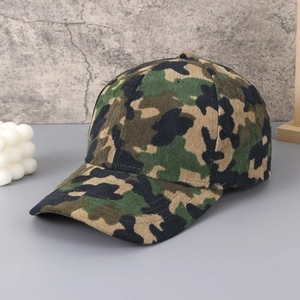 Classic camouflage corduroy baseball cap with a hard top and adjustable strap for men outdoors